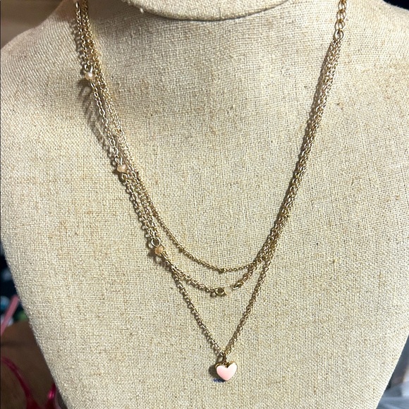 Gold Layered Necklace with Heart Pendant - Picture 1 of 2